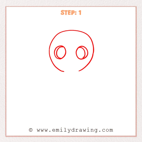 how to draw a cartoon skeleton - A simple cartoon skeleton skull outline with two oval eye sockets drawn inside the head shape.